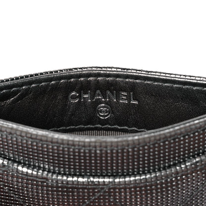 Chanel Metallic Calfskin Pixel Effect Card Holder Dark Silver 6 of 11