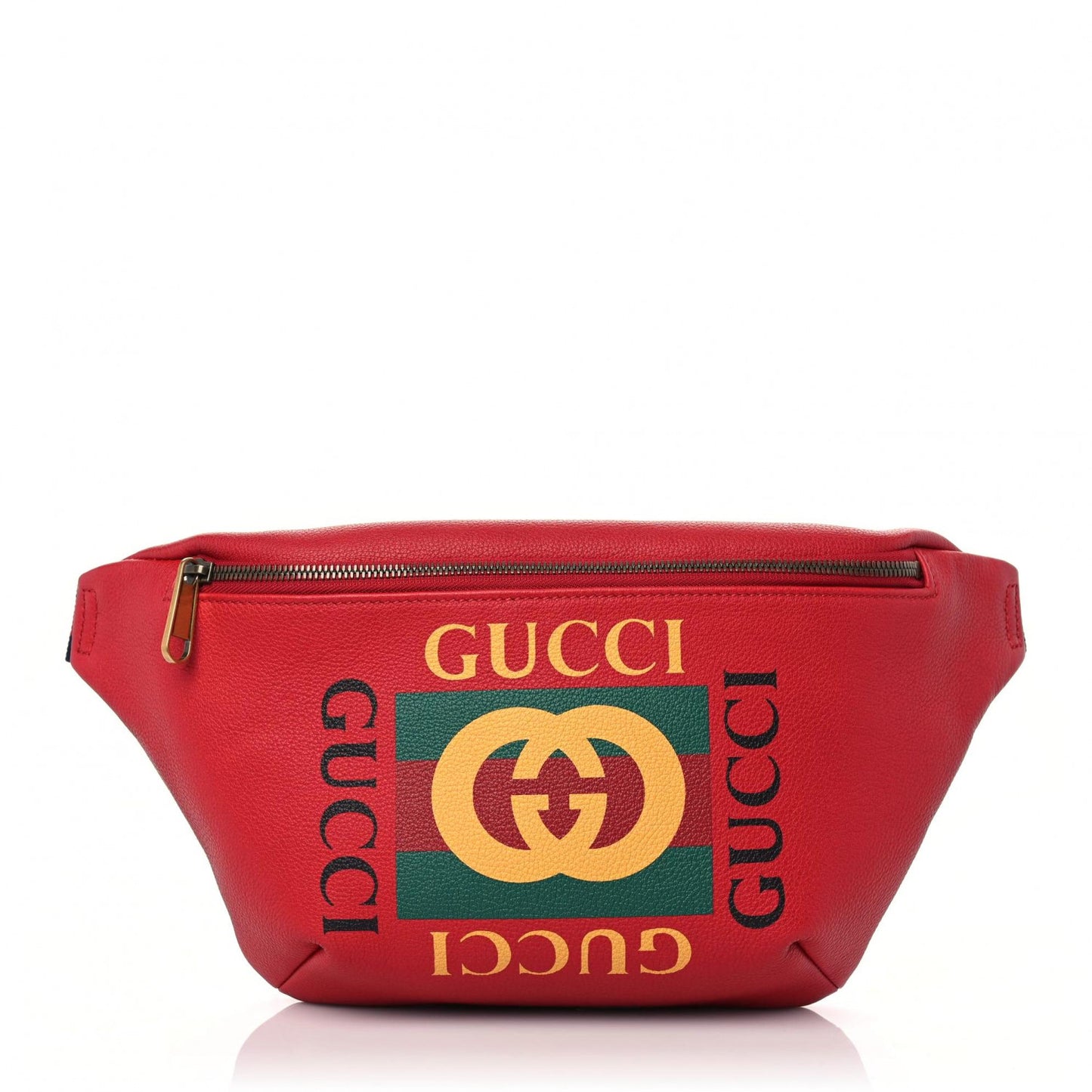 Grained Calfskin Logo Belt Bag Hibiscus Red