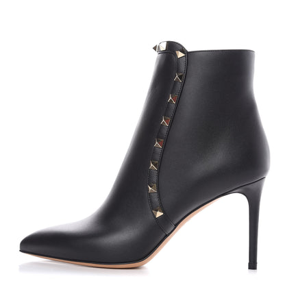 Valentino Garavani Calfskin Rockstud 85mm Ankle Booties 38 Black 1 of 8