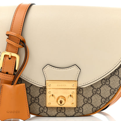 Gucci GG Supreme Monogram Calfskin Small Padlock Messenger Shoulder Bag Beige Mystic White Sun Oil 8 of 12