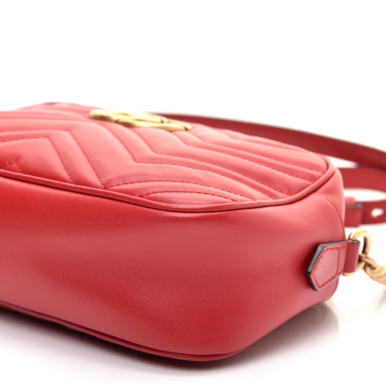 Gucci Calfskin Matelasse Small GG Marmont Chain Shoulder Bag Hibiscus Red 7 of 11
