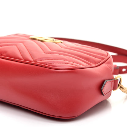 Gucci Calfskin Matelasse Small GG Marmont Chain Shoulder Bag Hibiscus Red 7 of 11