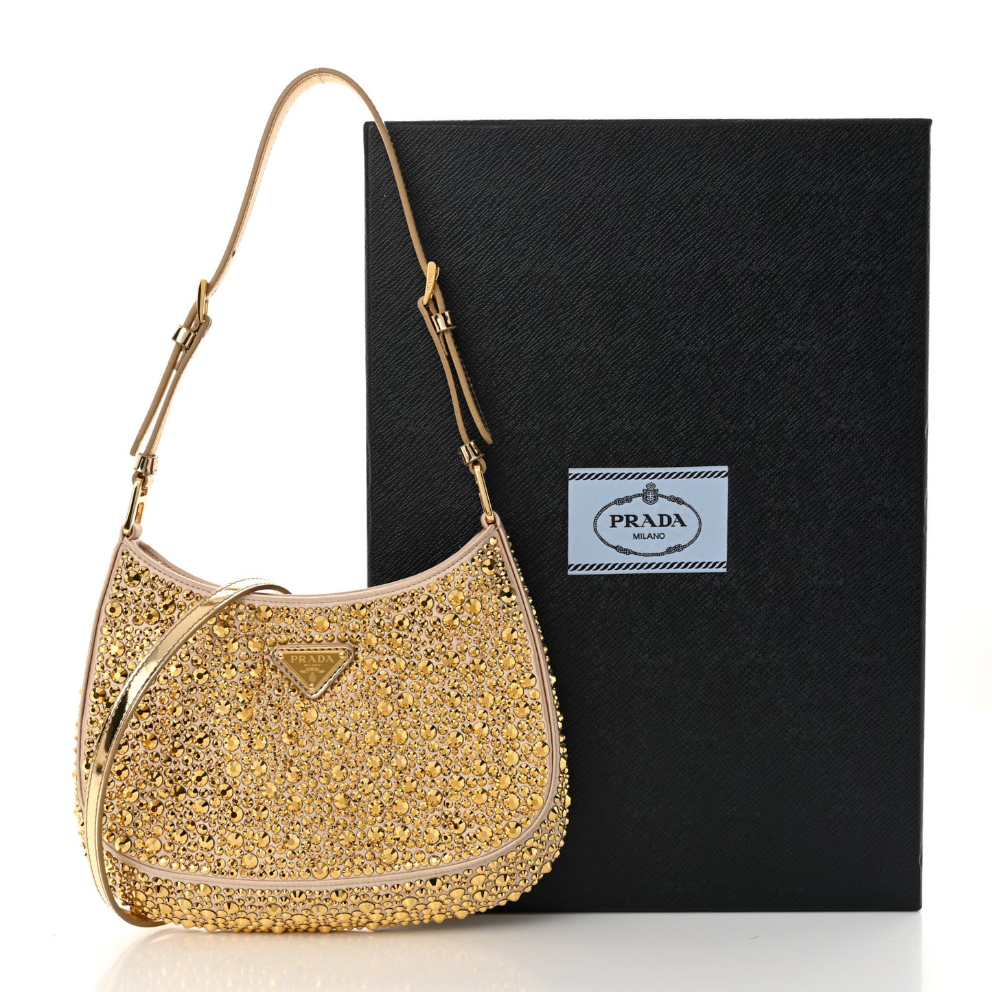 Satin Crystal Cleo Adjustable Strap Shoulder Bag Platino