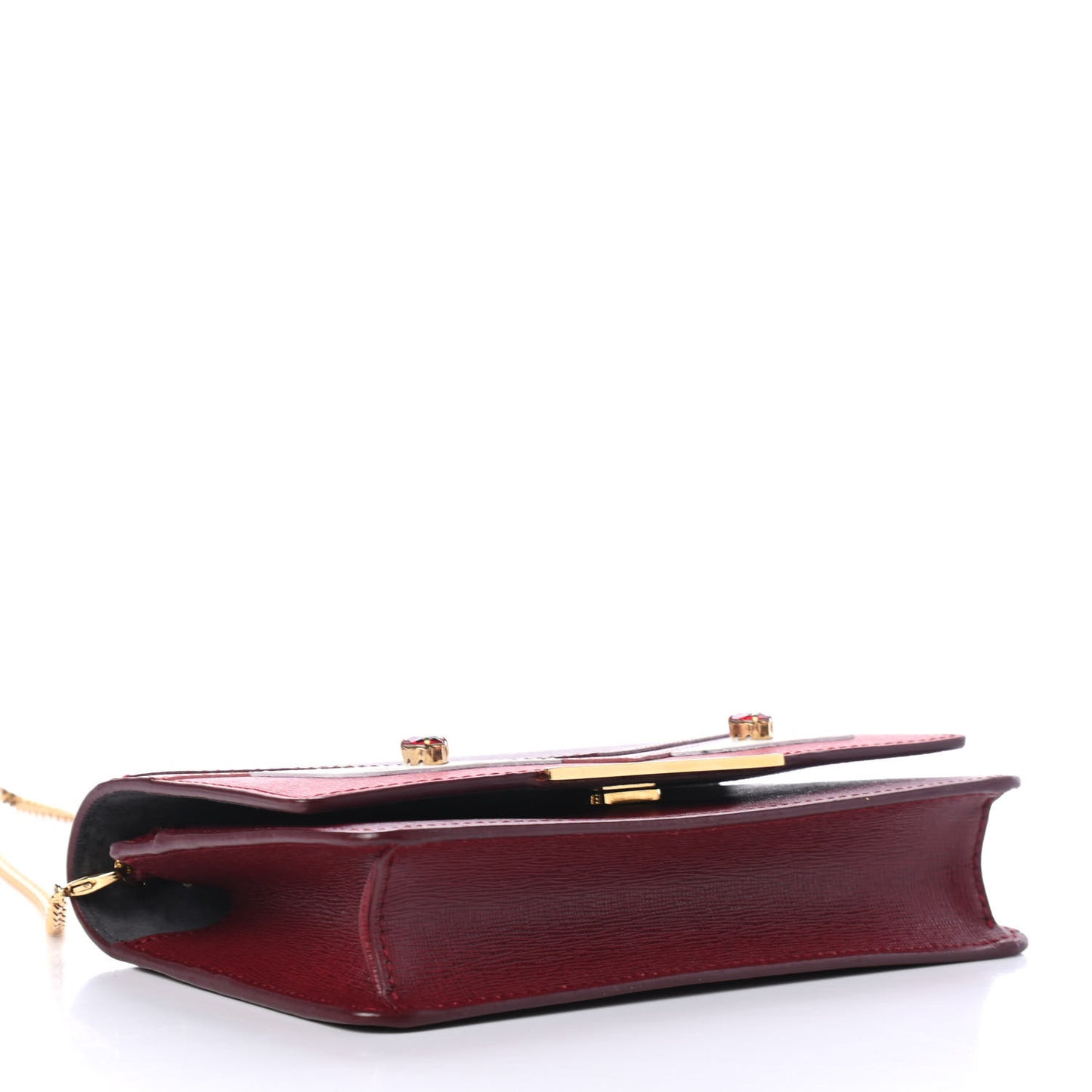 Vitello Elite Crystal Fendi Loves Monster Eyes Tube Wallet on Chain Rosso Scuro Multicolor