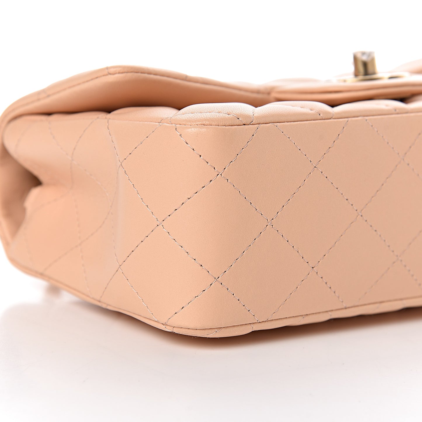 Lambskin Quilted Mini Rectangular Flap Beige