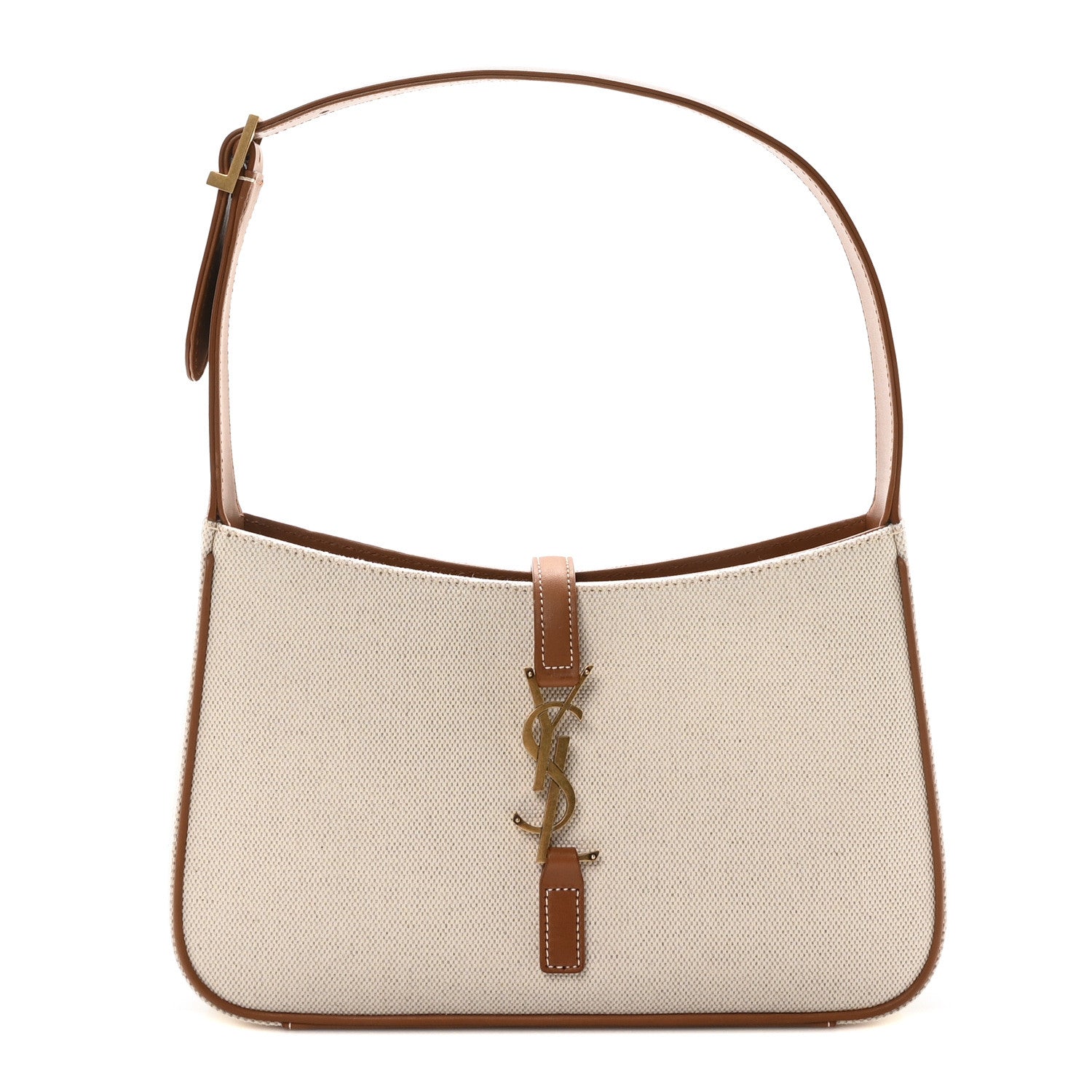 Saint Laurent Smooth Calfskin Canvas Le 5 A 7 Hobo Natural Beige Brick 1 of 9