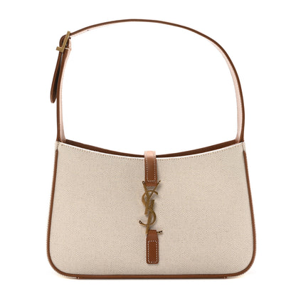 Saint Laurent Smooth Calfskin Canvas Le 5 A 7 Hobo Natural Beige Brick 1 of 9