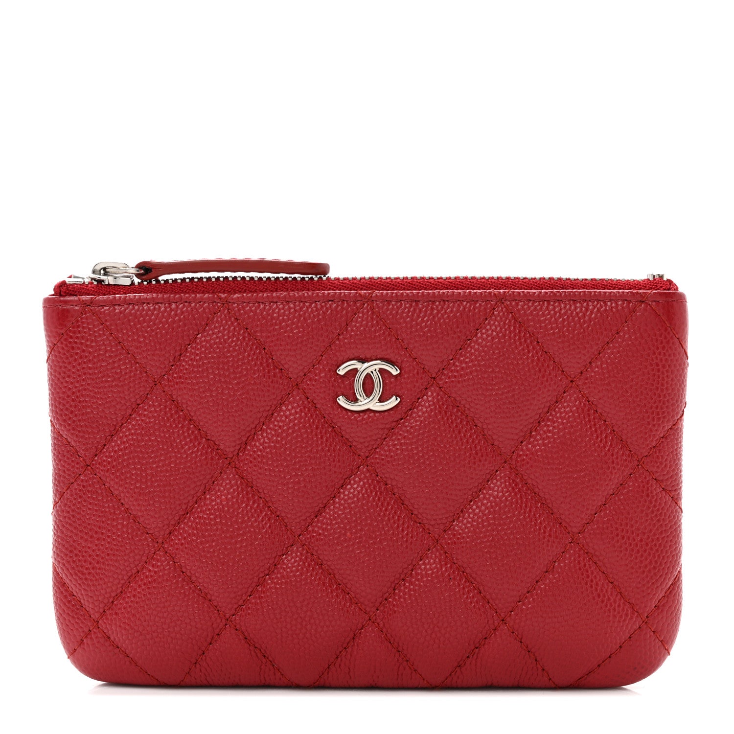 Chanel Caviar Quilted Small Cosmetic Case Red 1 of 8