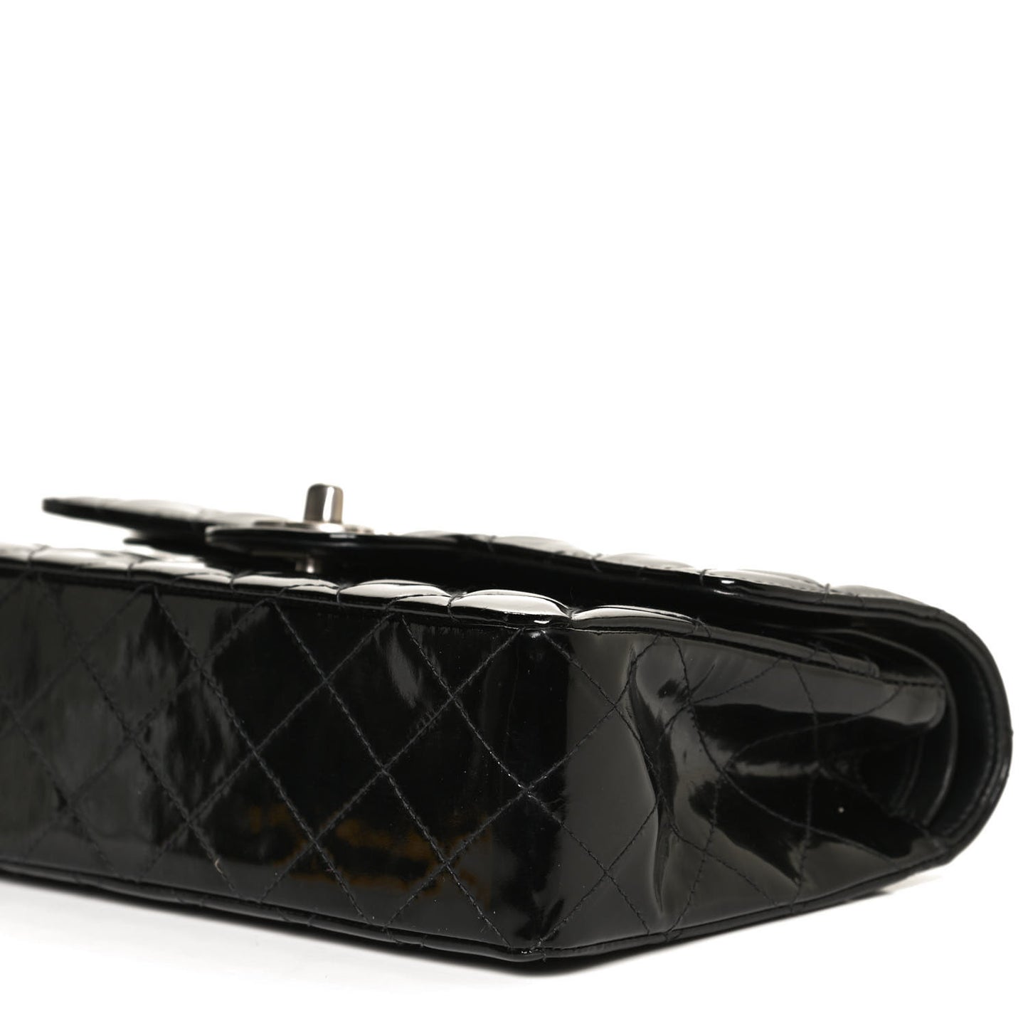 Patent Quilted Small Double Flap Black