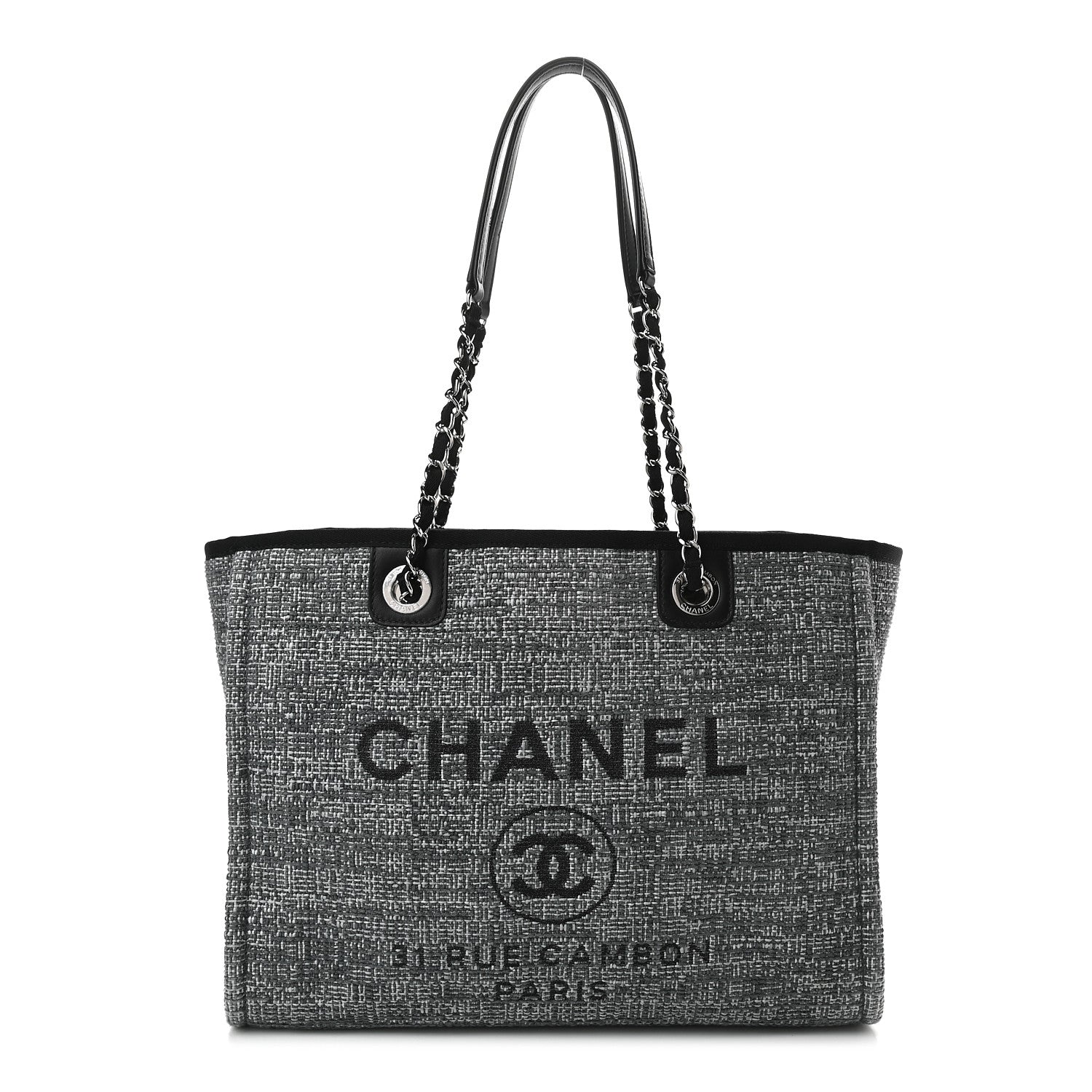 Chanel Canvas Small Deauville Tote Grey 1 of 9