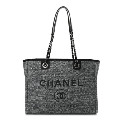 Chanel Canvas Small Deauville Tote Grey 1 of 9