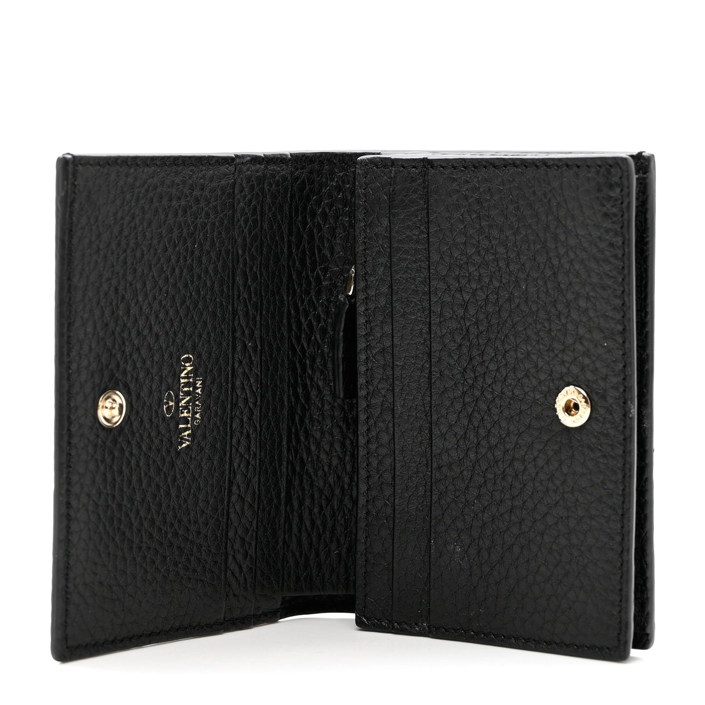 Calfskin Rockstud Bi-Fold Card Holder Black