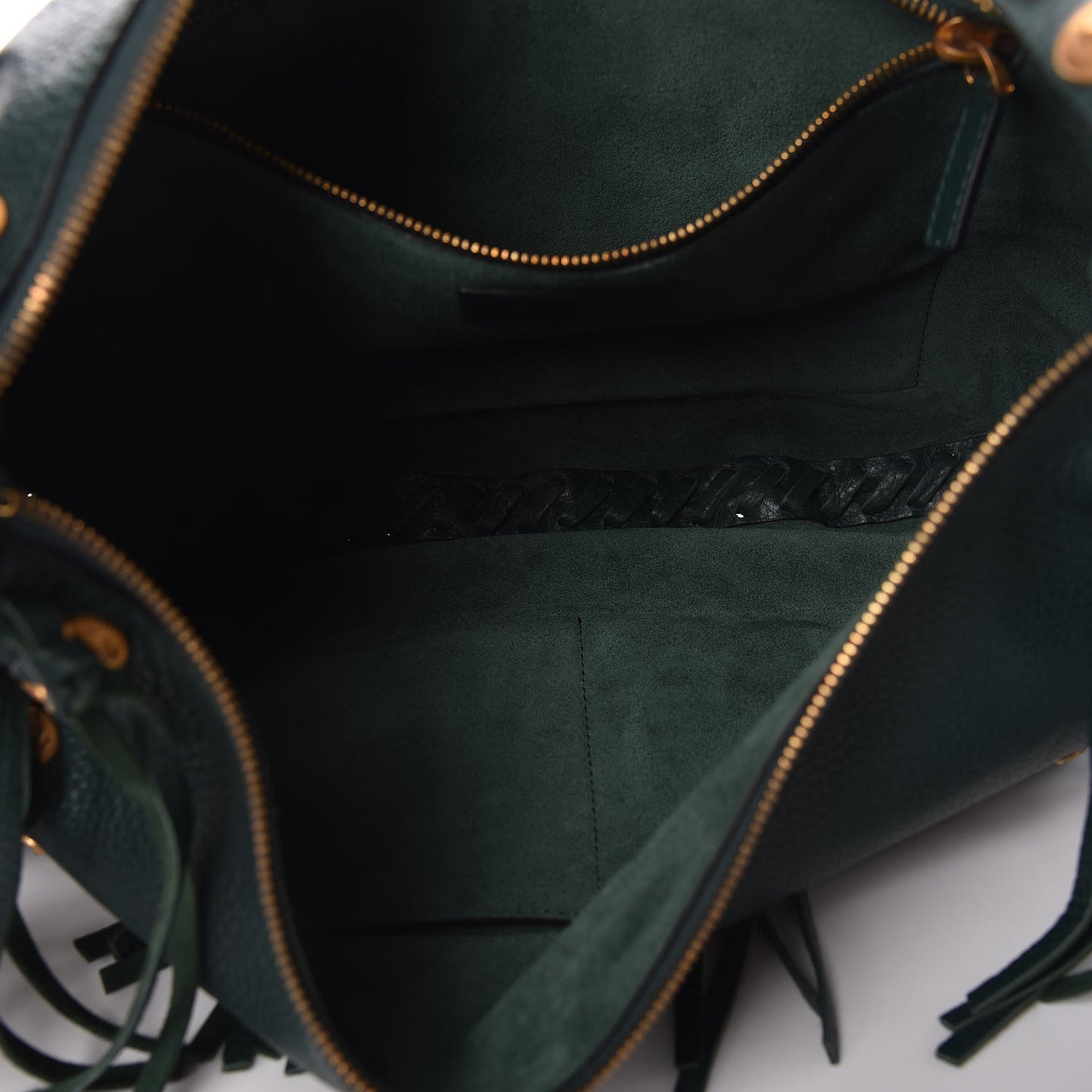 Grained Calfskin C-Rockee Fringe Hobo Light Emerald