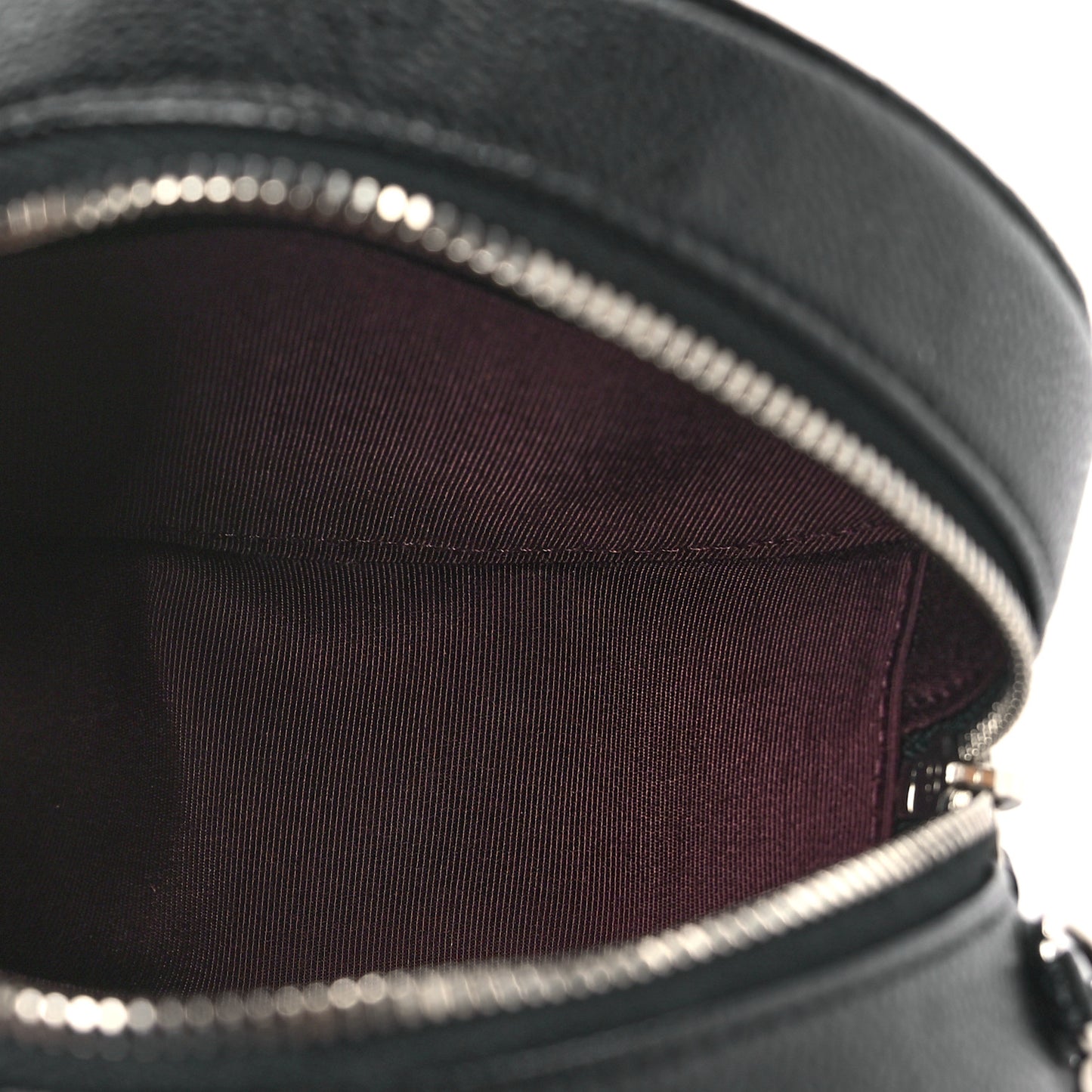 Caviar Quilted Round Clutch With Chain Black
