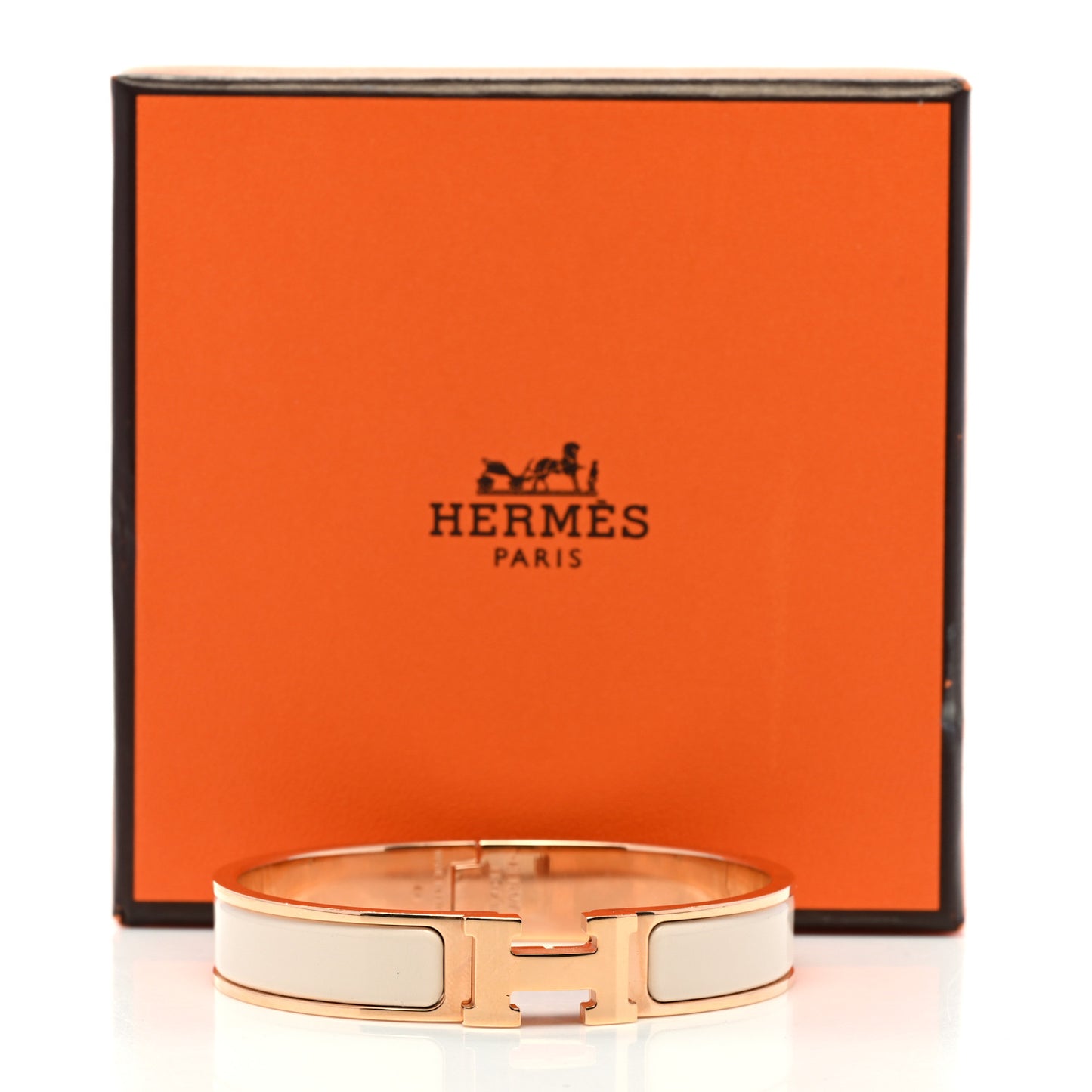 Enamel Narrow Clic Clac H Bracelet GM Creme