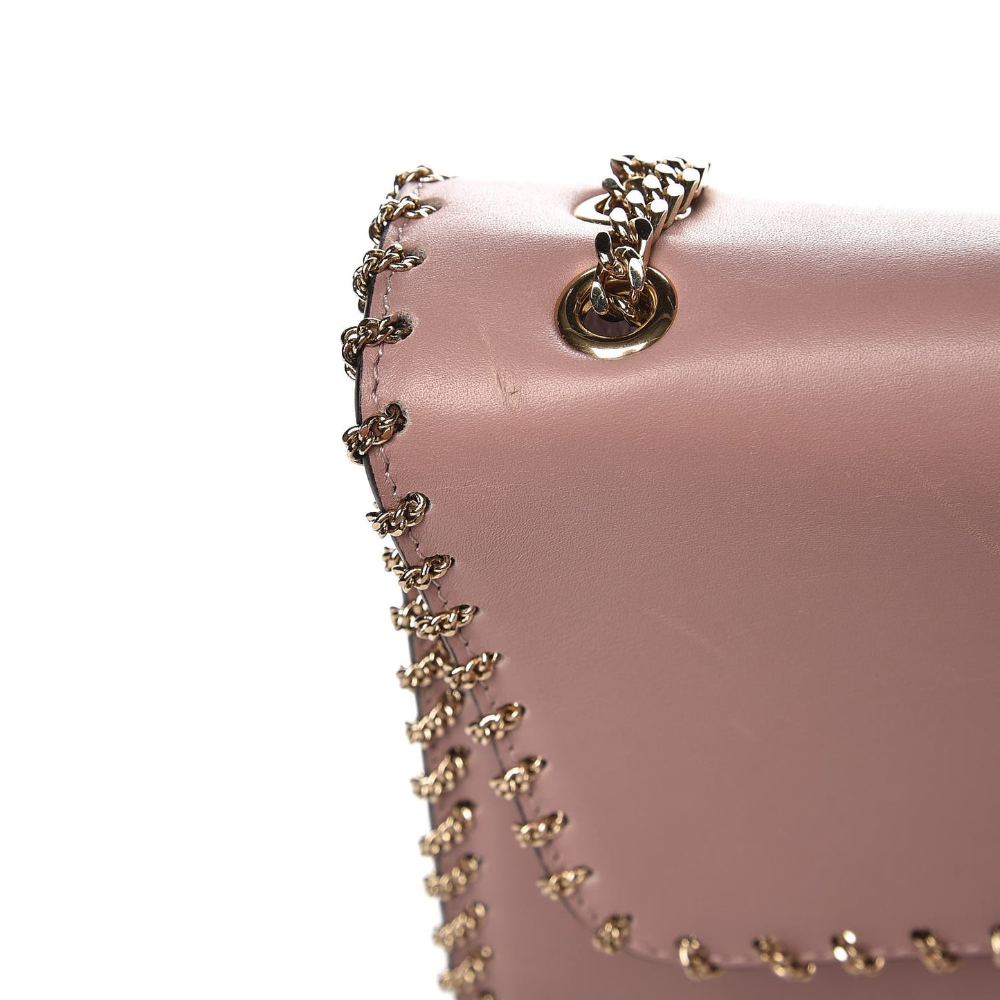 Vitello Groumette Small Rockstud Demilune Shoulder Bag Lipstick