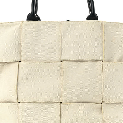 Bottega Veneta Canvas Intrecciato Large Arco Tote Beige Black 9 of 21