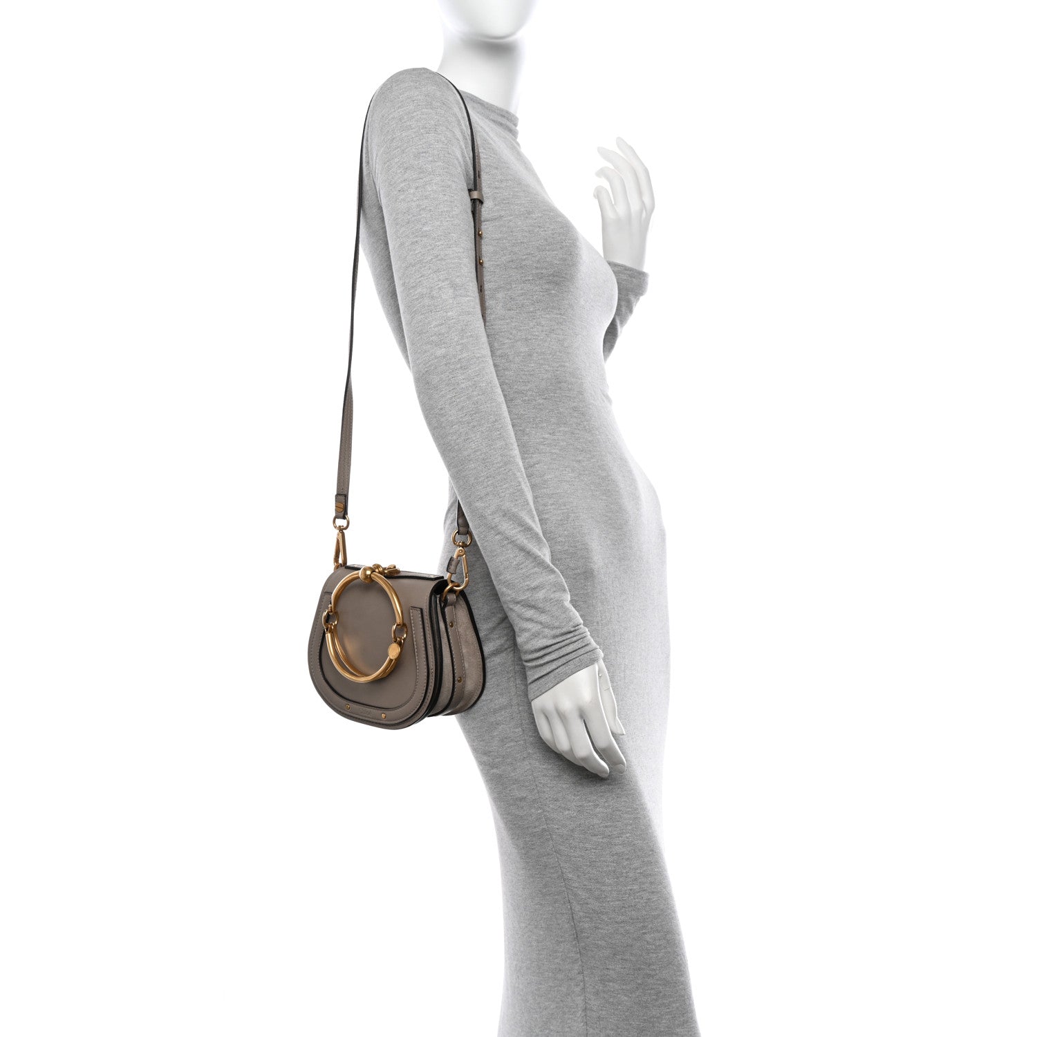 Chloe Calfskin Suede Small Nile Bracelet Bag Motty Grey 2 of 15