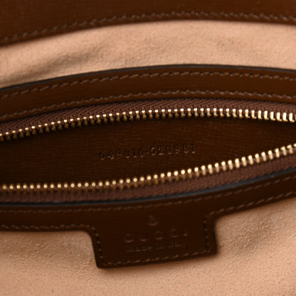 Gucci GG Supreme Monogram Azalea Calfskin Web Medium Jackie 1961 Tote Beige Ebony Brown Sugar 7 of 10