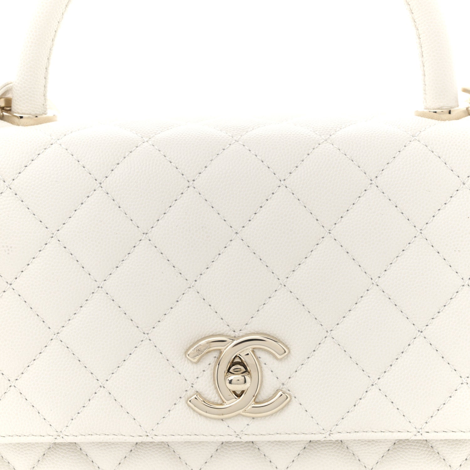 Chanel Caviar Quilted Small Coco Handle Flap White 8 of 12