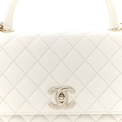 Chanel Caviar Quilted Small Coco Handle Flap White 8 of 12