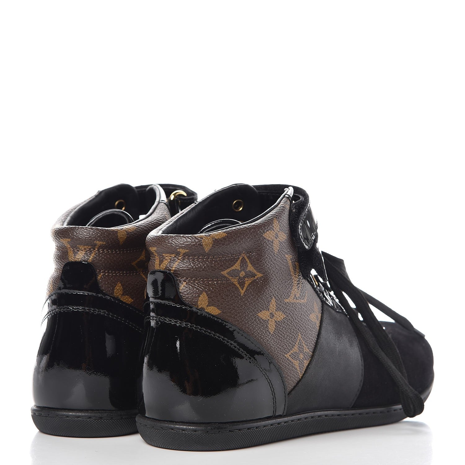 Louis Vuitton Suede Patent Monogram Move Up Sneakers 36 Black 4 of 10
