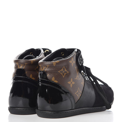 Louis Vuitton Suede Patent Monogram Move Up Sneakers 36 Black 4 of 10
