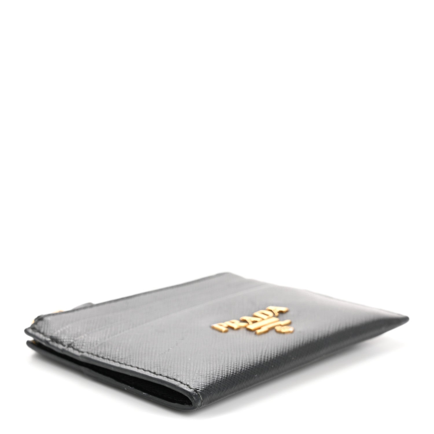 Prada Saffiano Triangle Zip Card Holder Black 4 of 10