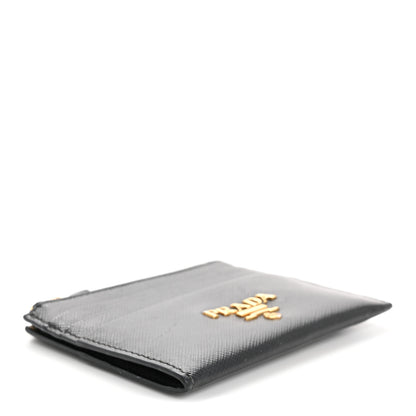 Prada Saffiano Triangle Zip Card Holder Black 4 of 10