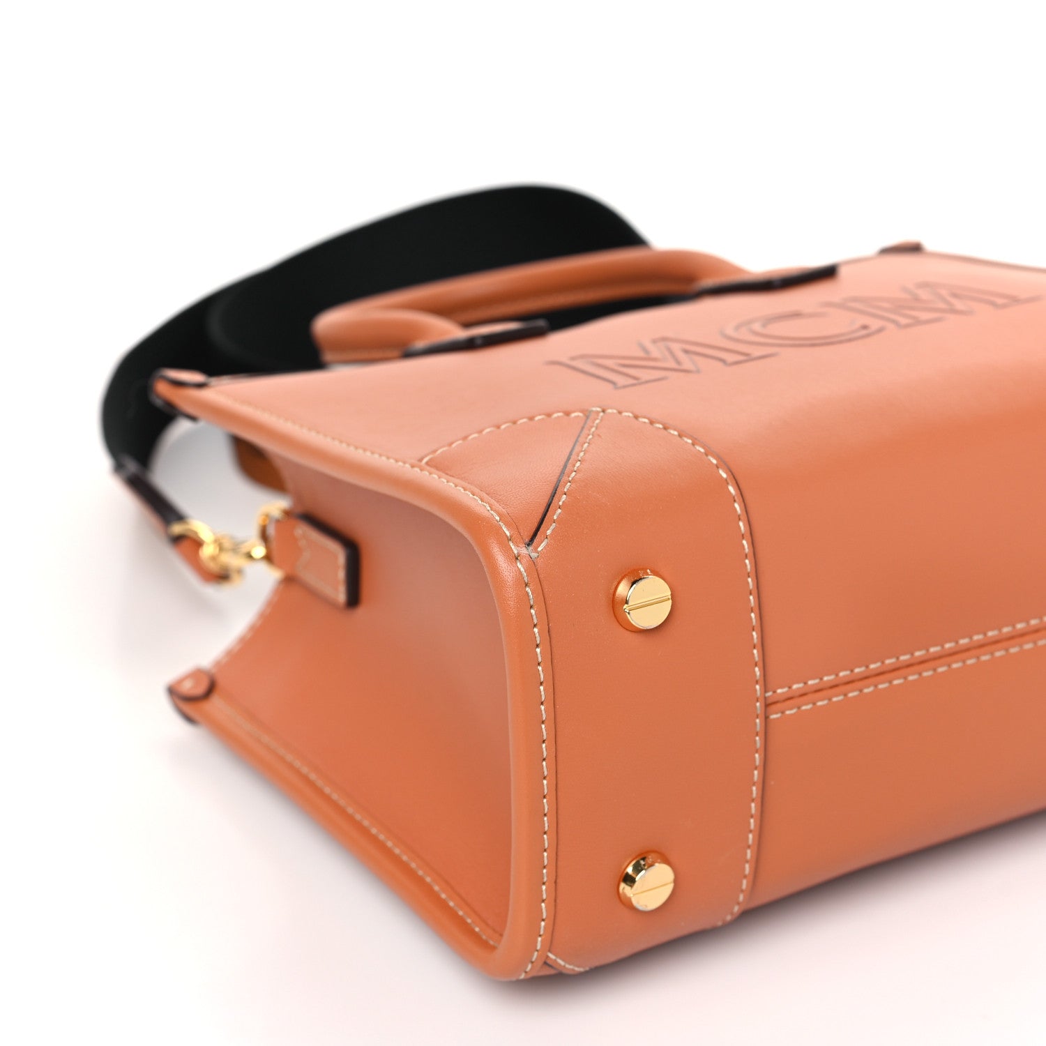 MCM Calfskin Mini Munchen Tote Cognac 7 of 9