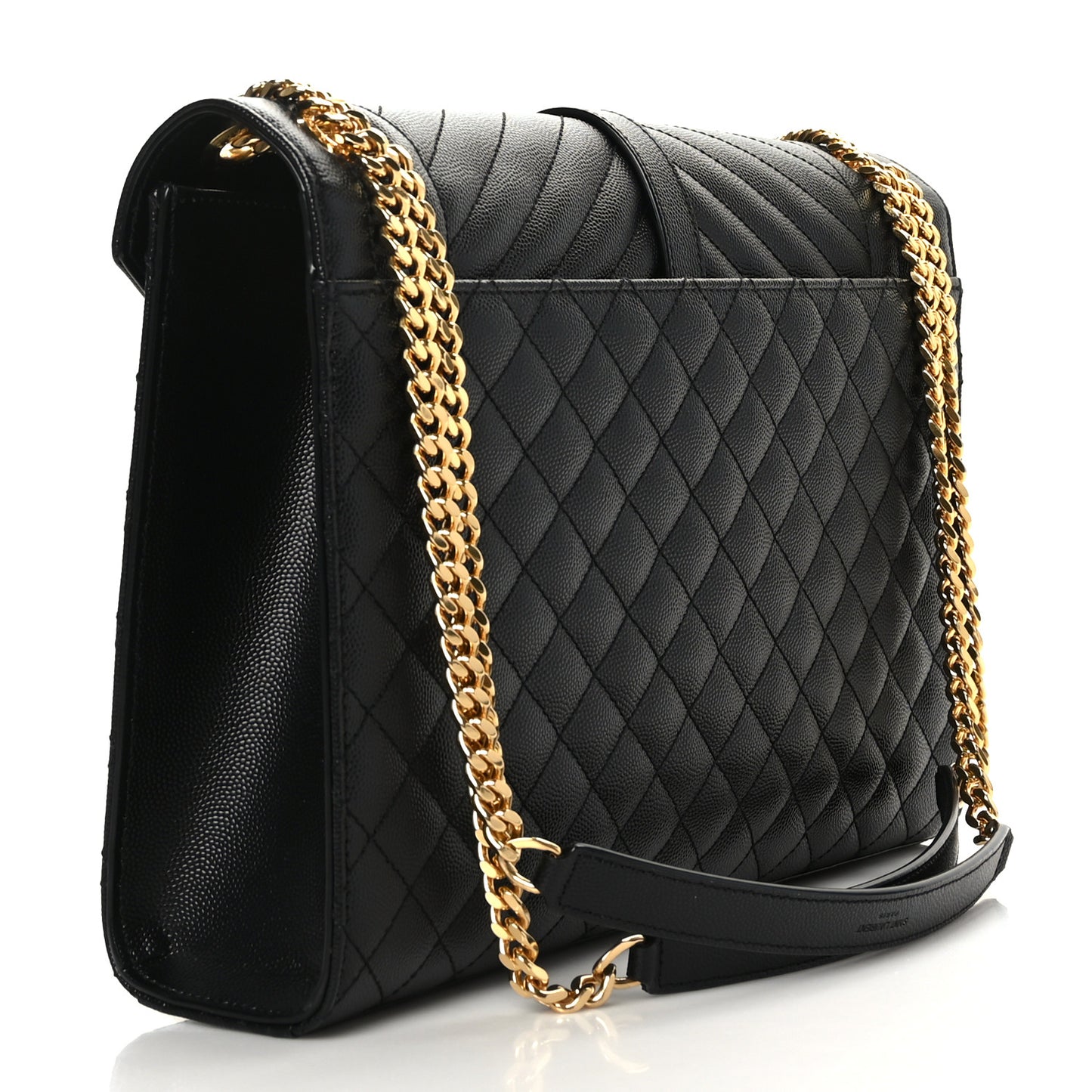 Grain De Poudre Textured Mixed Matelasse Large Triquilt Monogram Satchel Black