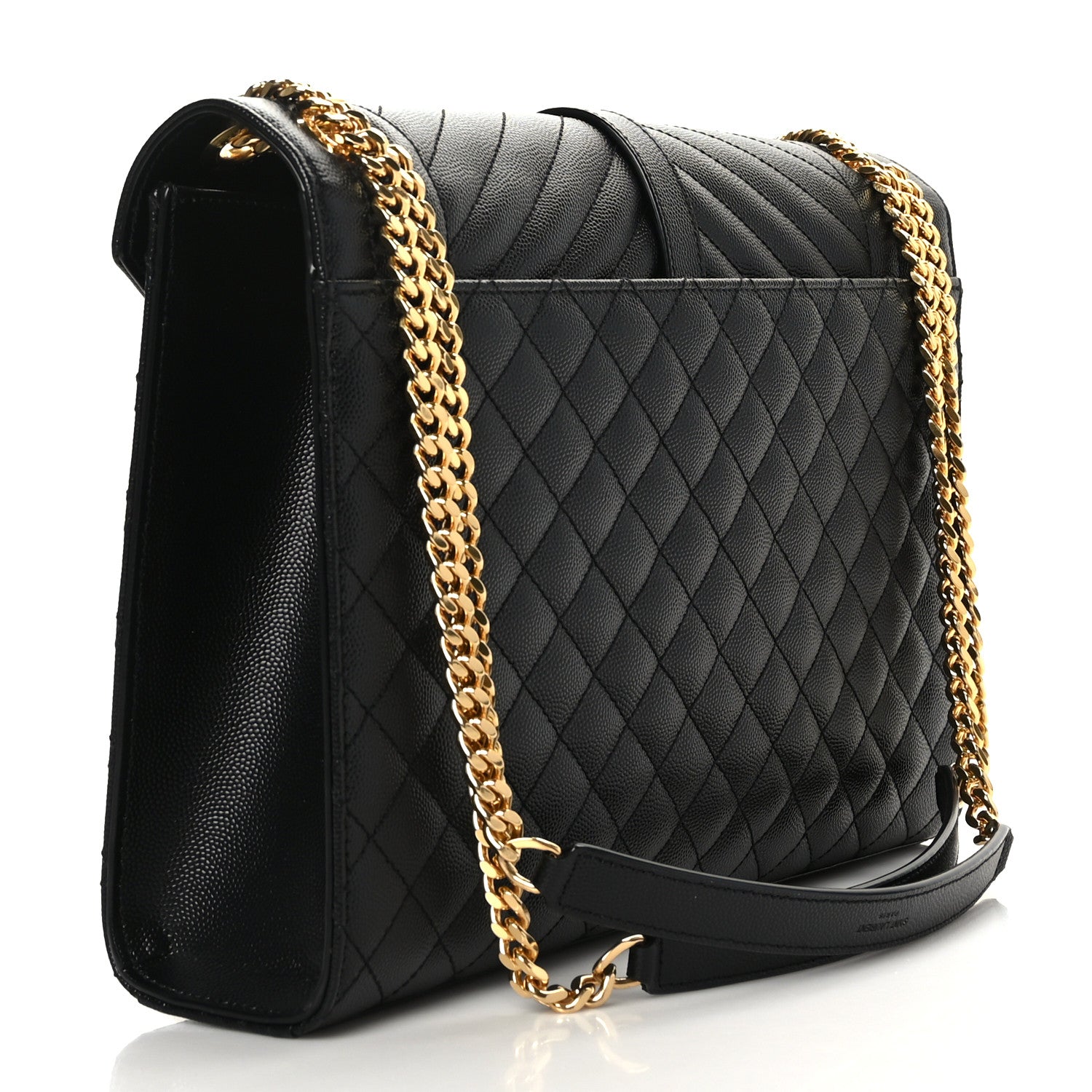 Saint Laurent Grain De Poudre Textured Mixed Matelasse Large Triquilt Monogram Satchel Black 2 of 8