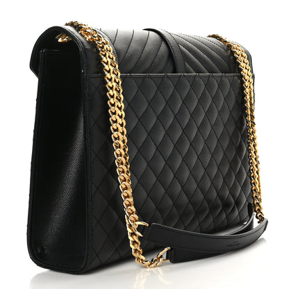 Saint Laurent Grain De Poudre Textured Mixed Matelasse Large Triquilt Monogram Satchel Black 2 of 8