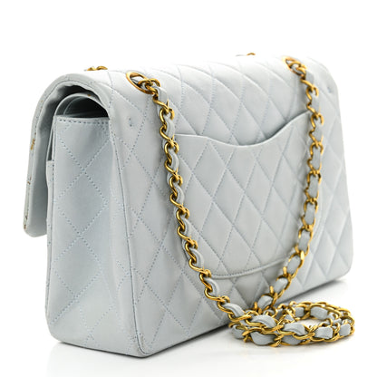 Chanel Lambskin Quilted Medium Double Flap Light Blue 3 of 16