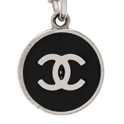 Chanel Metal Enamel CC Dangle Earrings Silver Black 6 of 6