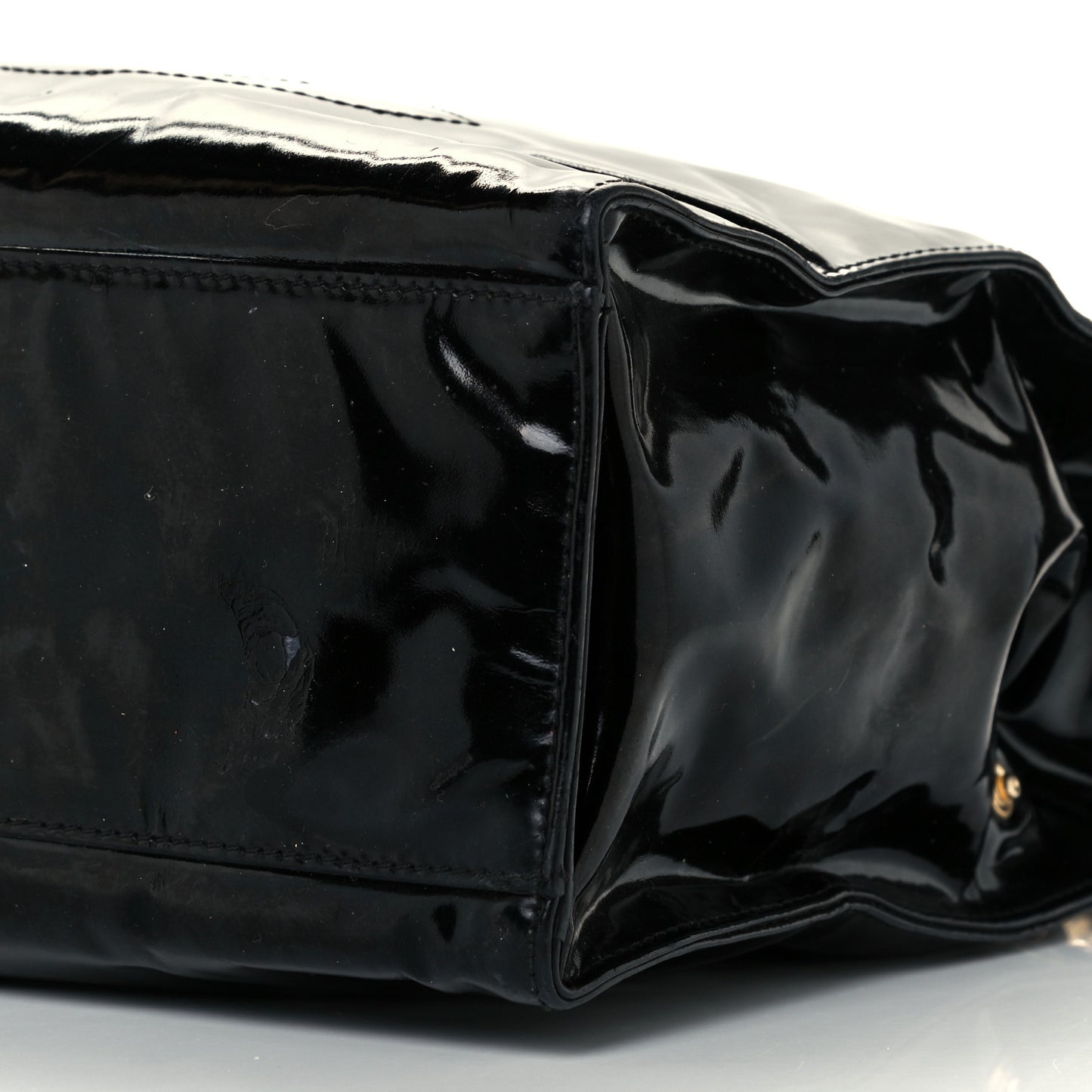 Patent CC Shoulder Bag Black