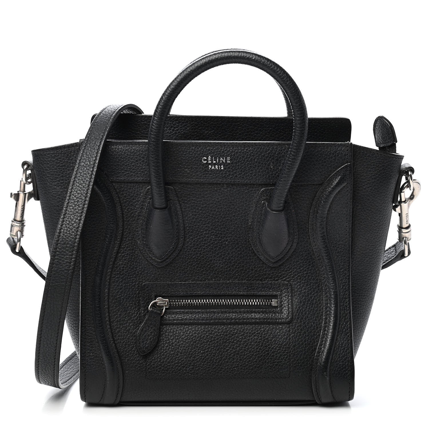Celine Drummed Calfskin Nano Luggage Black 1 of 13
