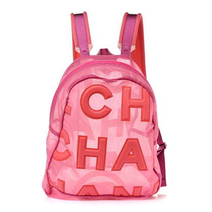 Chanel Mesh Nylon Logo Backpack Pink 1 of 12