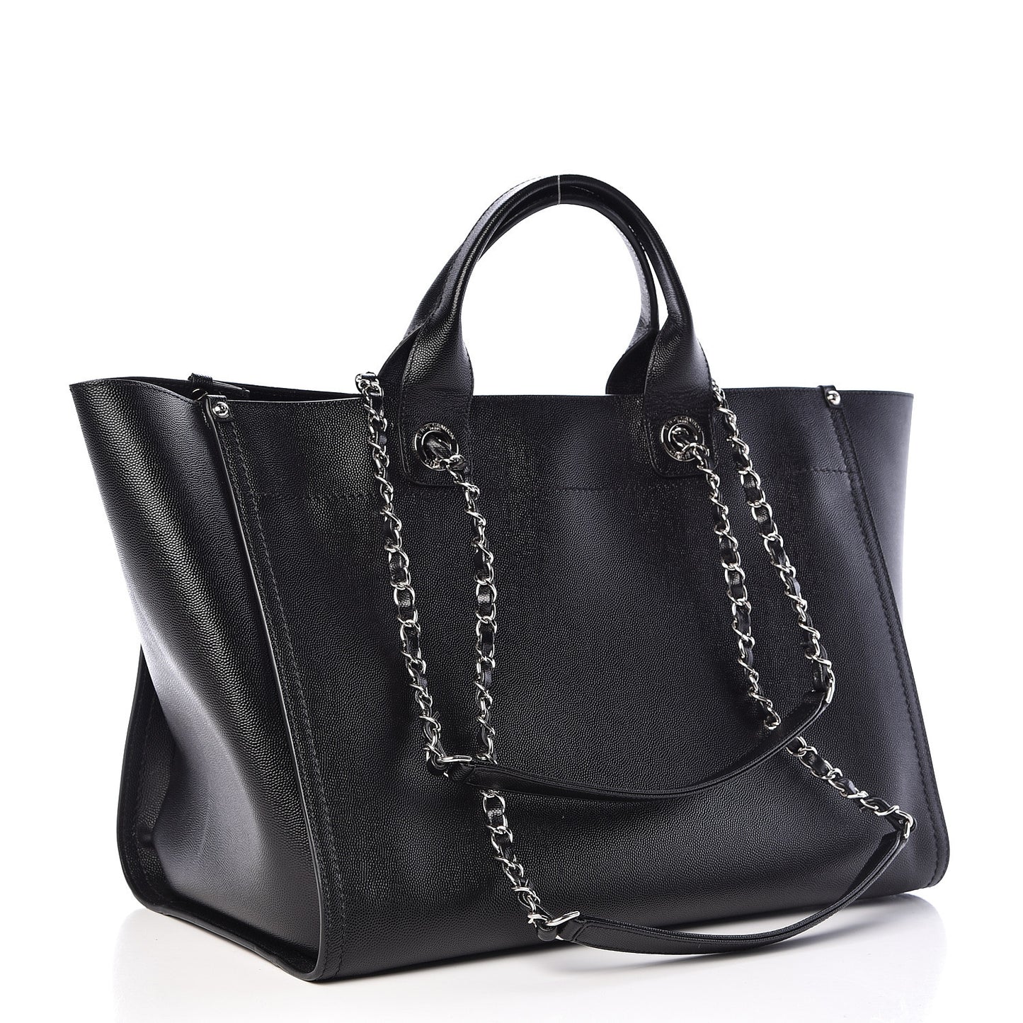 Caviar Medium Studded Deauville Tote Black