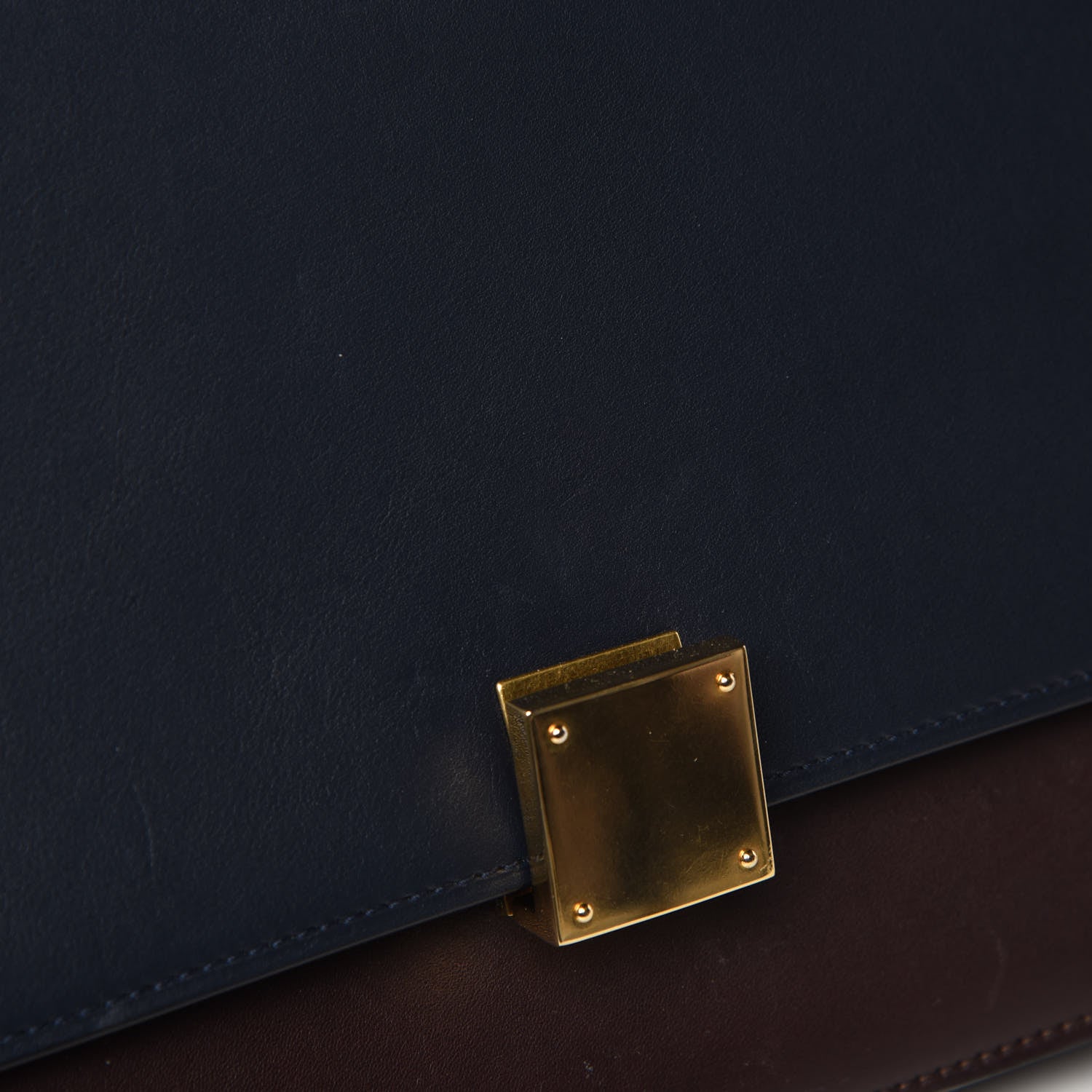 Celine Calfskin Bicolor Medium Case Flap Navy Burgundy 13 of 16