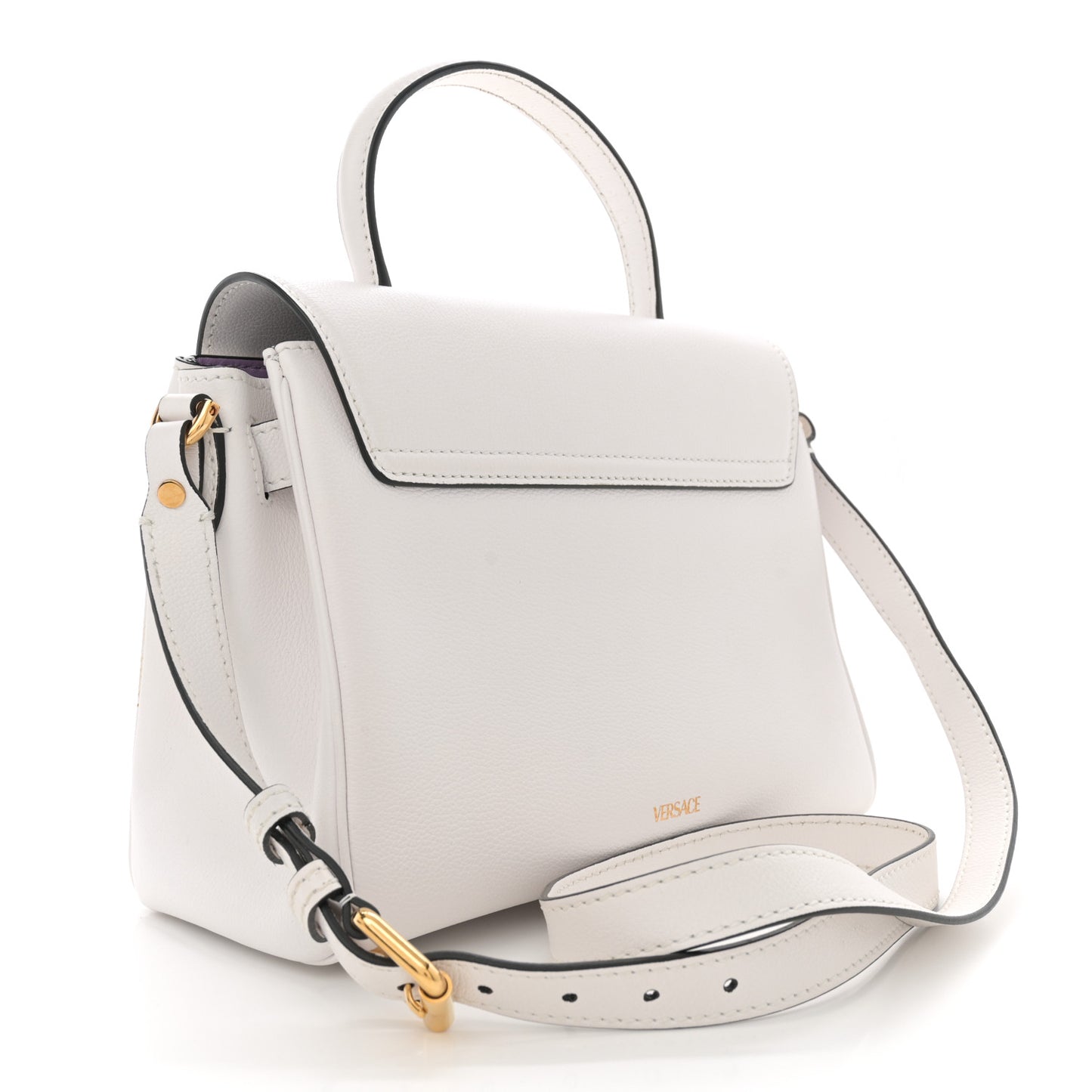 Calfskin Medium La Medusa Top Handle Handbag Optical White