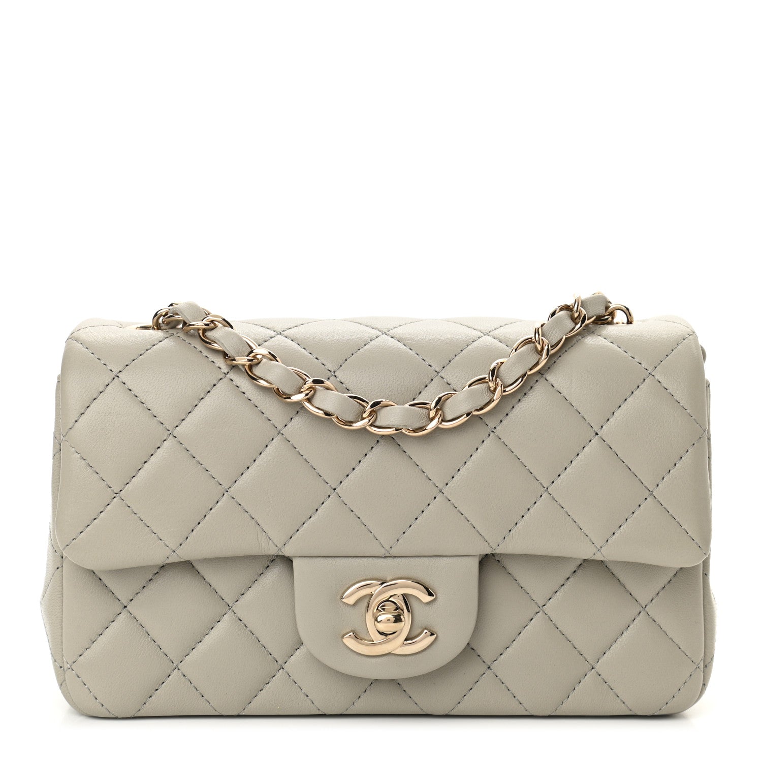 Chanel Lambskin Quilted Mini Rectangular Flap Grey 1 of 10