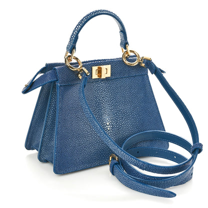 Fendi Stingray Shiny Nappa Petite Peekaboo I SEE U Satchel Mirto 3 of 10