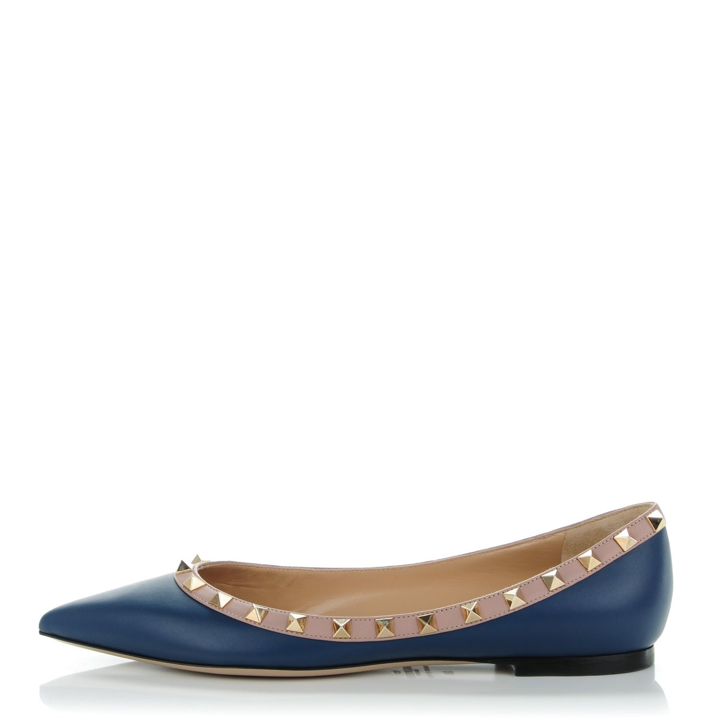 Nappa Rockstud Ballerina Flats 39 Indigo Poudre