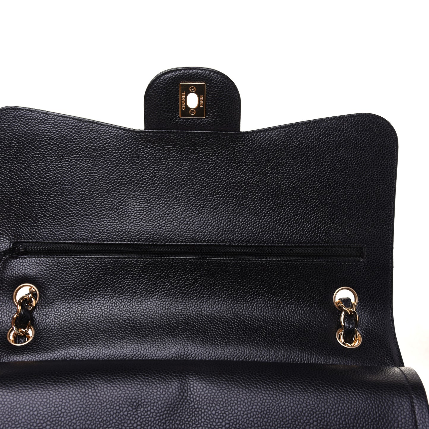 Caviar Quilted Jumbo Double Flap Black