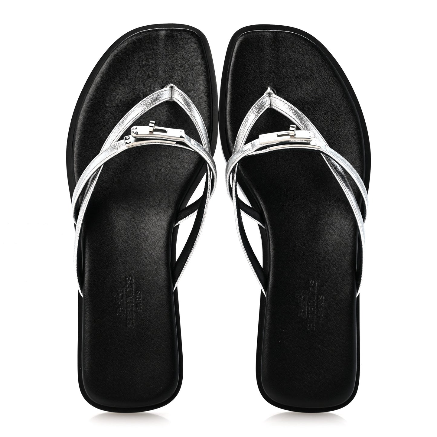 Metallic Goatskin Miss Sandals 36 Gris Argente