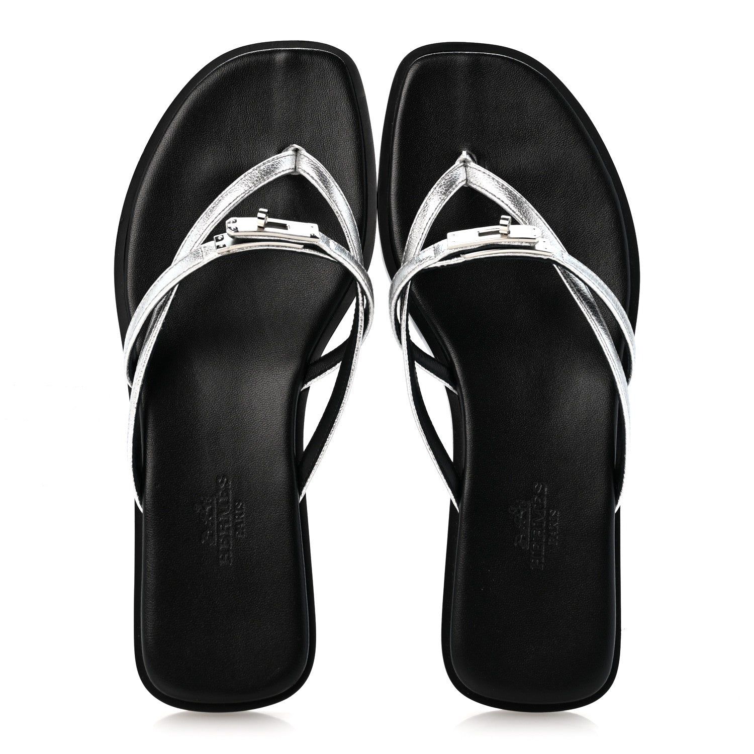 Hermes Metallic Goatskin Miss Sandals 36 Gris Argente 2 of 9