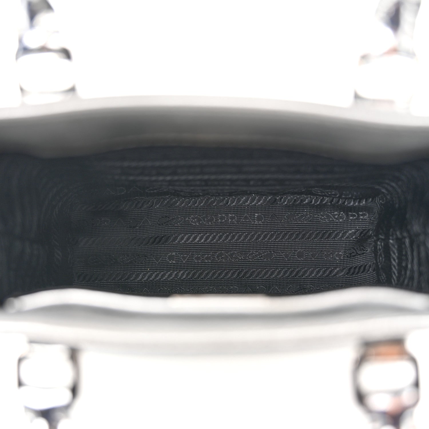 Prada Spazzolato Triangle Small Double Handle Crossbody Tote Argento 4 of 12