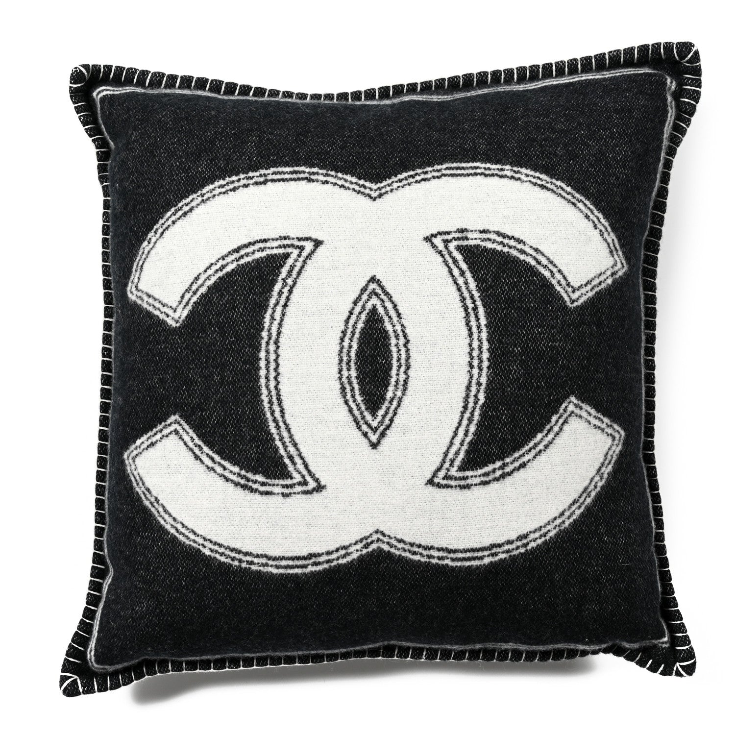 CHANELクッション Chanel Merino Wool Cashmere CC Pillow Black White 1361649