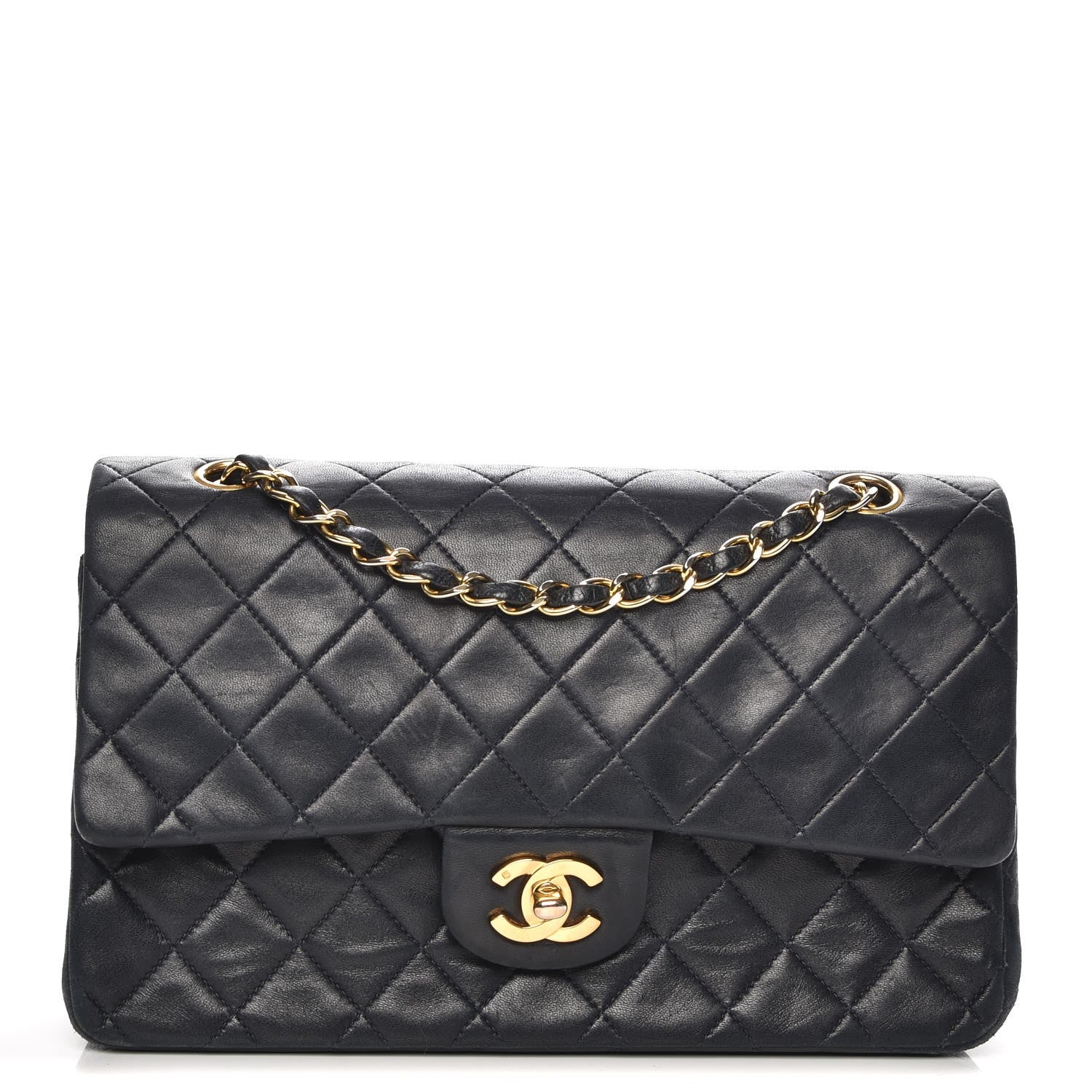 Chanel Lambskin Quilted Medium Double Flap Navy 1 of 13
